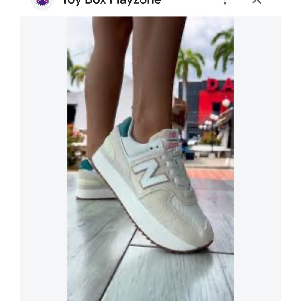 New Balance 574+ Platform Sneakers Cream Teal Pink shoes comfy Womens 6.5